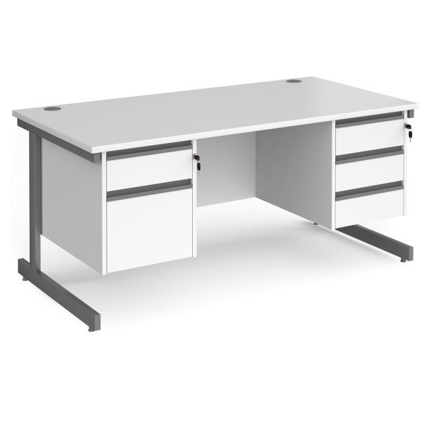 Harlow Straight Desk with Two and Three Drawer Pedestals